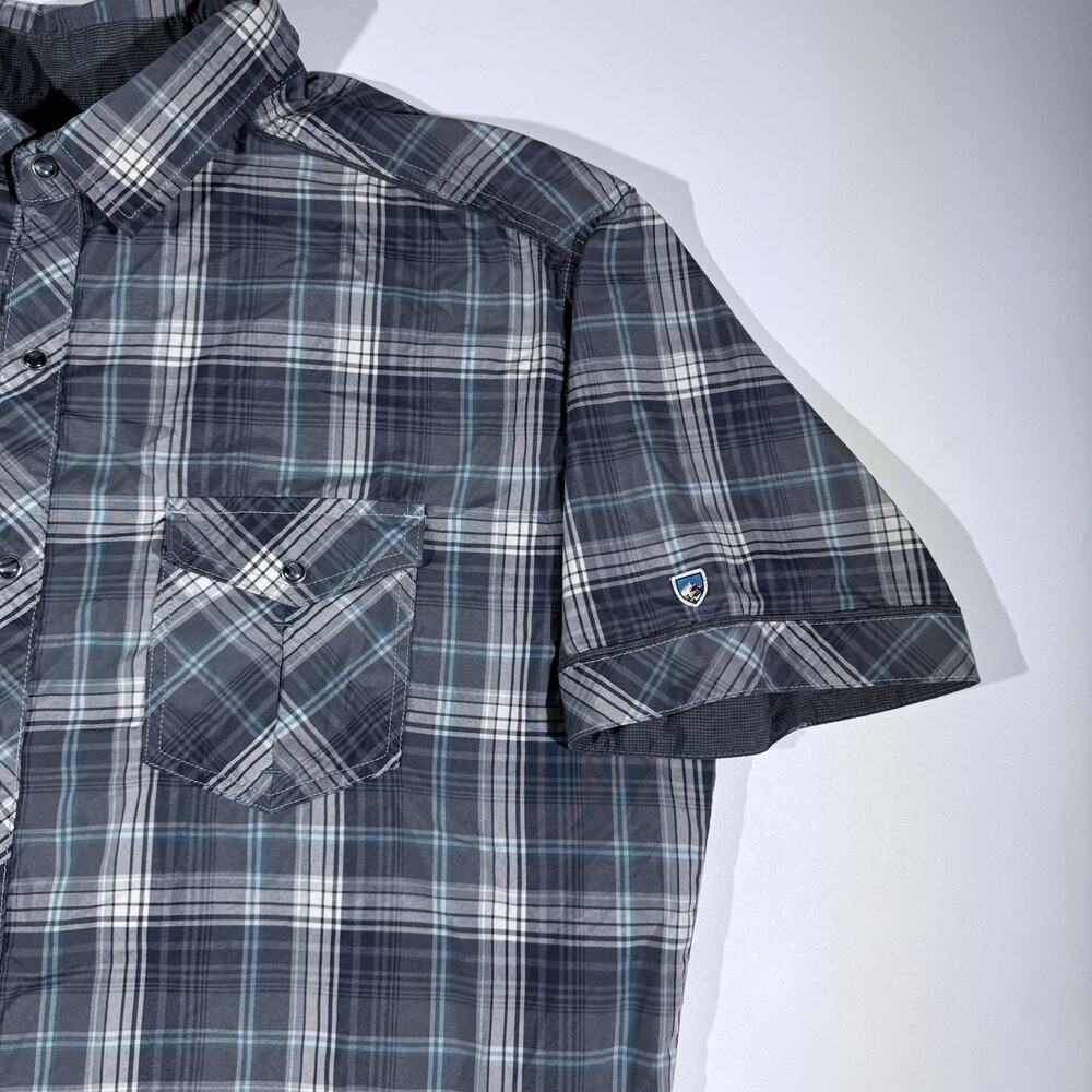 Kuhl Eluxur Short Sleeve Button Down Polyester Shirt Blue Men’s Size Large - Picture 2 of 9